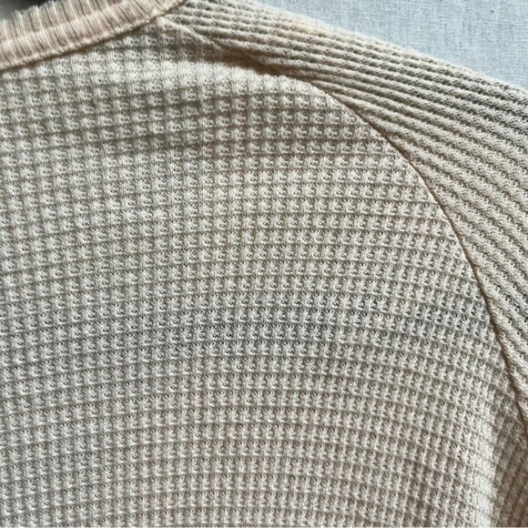 We The Free Cream Waffle Knit Thermal Swing Snowflake Fair Isle Raglan Tee Sz L - Picture 5 of 10